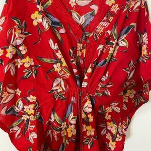 Red floral swim cover NWOT